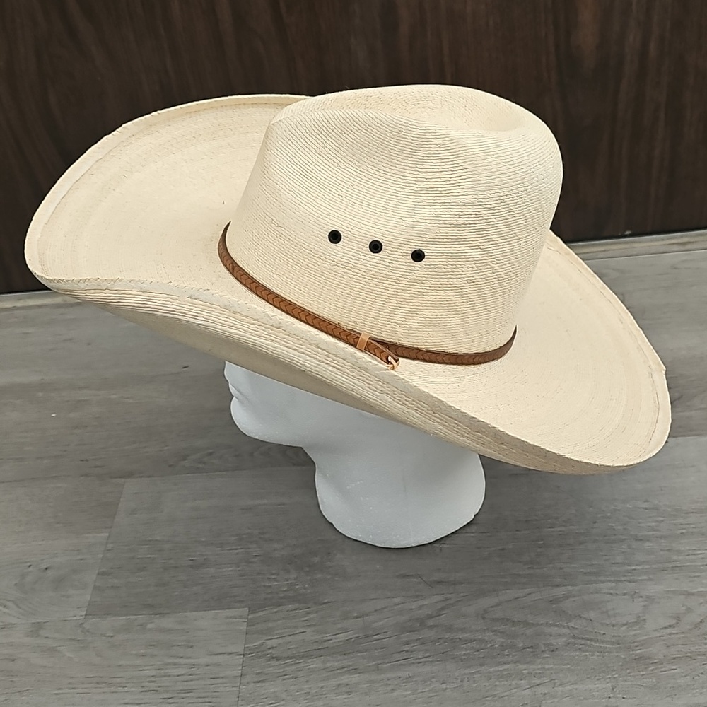 DALLAS HATS Men's Cream Cowboy Hat with Brown Band - Picture 6 of 13
